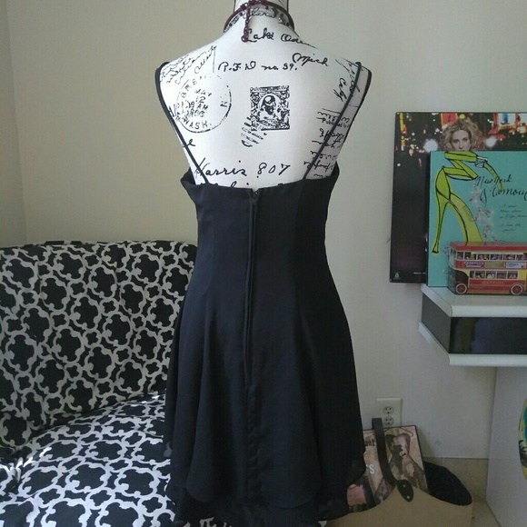 VTG 90s LBD Spaghetti Strap Flouncy Y2K 00s grunge - Picture 3 of 8